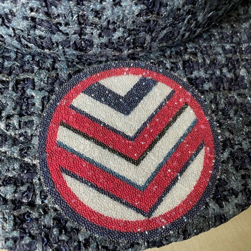 Chanel tweed blue baseball cap hat